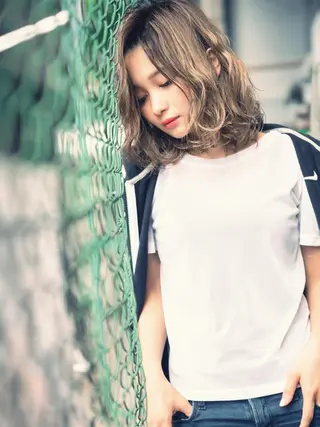 ミディアム カラー パーマ ヘアアレンジ 年間1500人担当 代表 南一路のヘアスタイル
