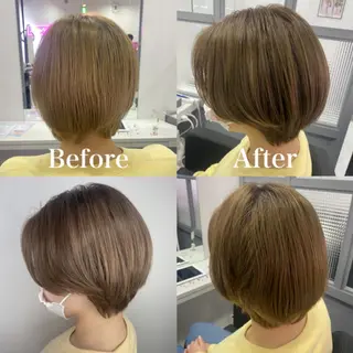 ショート カラー 髪質改善×矯正🫧 韓国ヘアasamiのヘアスタイル