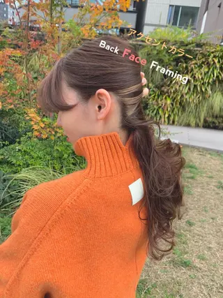 ロング カラー パーマ 前髪/ハイライト得意 安西駿一　【銀座】のヘアスタイル