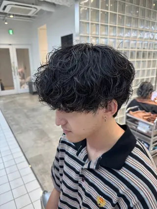 ショート パーマ ヘアアレンジ メンズ fifth park 六反穂 龍介のヘアスタイル