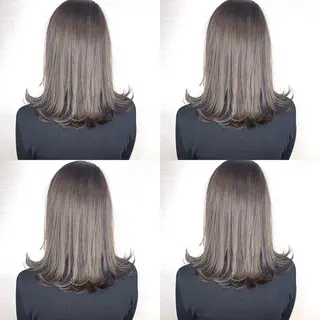 セミロング カラー 韓国レイヤーカット/ ダブルカラーのヘアスタイル