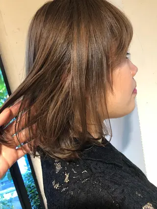 ミディアム カラー ヘアアレンジ メンズ キッズ ネイル マツエク・マツパ 透明感カラー🤎 ゆりのヘアスタイル