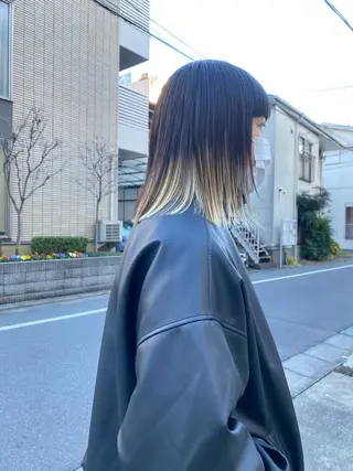 ミディアム カラー ボブ/ミニボブ 透明感カラーkadoのヘアスタイル