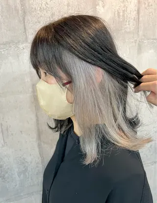 ミディアム カラー 興津/韓国レイヤー ダブルカラー美髪縮毛のヘアスタイル