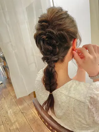 セミロング ヘアアレンジ 抜け感ボブ×パーマ |kazaneのヘアスタイル