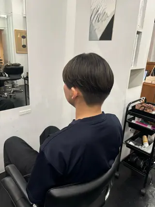 ミディアム カラー メンズ 【ヤマザキアヤメ】 艶カラー/縮毛矯正のヘアスタイル