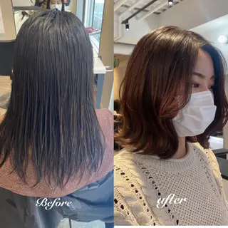 ミディアム カラー パーマ ヘアアレンジ 新宿⌇韓国風ヘア ⌇透明感カラーのヘアスタイル