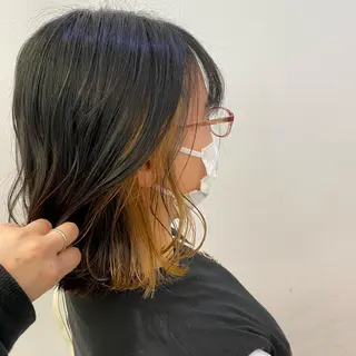 ミディアム カラー 渡邊 唯のヘアスタイル
