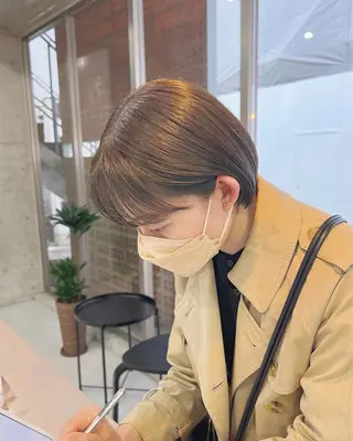 ショート カラー ボブパーマコテ巻き風 パーマNo1深江秀平のヘアスタイル