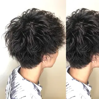 ミディアム パーマ メンズ メンズヘア特化 崎田 成人のヘアスタイル