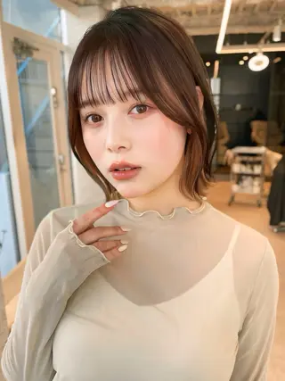 ミディアム 結べるレイヤーボブ くびれLady表参道のヘアスタイル