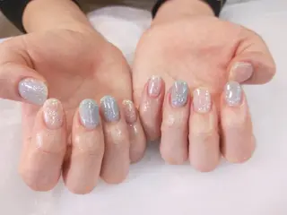 ネイル はばすみれ🎀ﾈｲﾙ 光ﾌｪｲｼｬﾙ ﾍｱのネイルデザイン