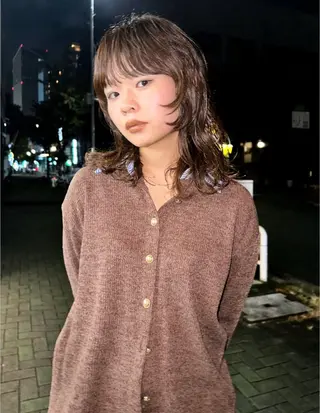 ミディアム パーマ パーマ /レイヤー 榛地渉馬 /矢場町のヘアスタイル