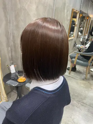 ミディアム カラー ヘアアレンジ 髪質改善カラー&TR 縮毛矯正/弱酸性矯正のヘアスタイル