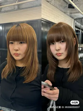 ミディアム カラー オリーブベージュ 🫒🩶Rianaのヘアスタイル