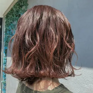 ミディアム カラー 酸性ストレート/ブリ ーチなしWカラー河本のヘアスタイル