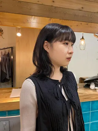 ミディアム カラー 竹内 柚子のヘアスタイル