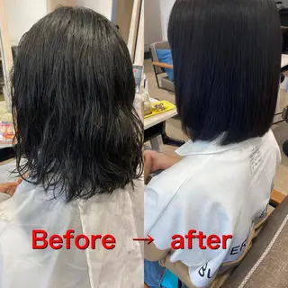 ミディアム パーマ 饒平名 知也のヘアスタイル