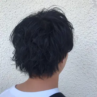 ショート カラー パーマ メンズ ニュアンスパーマ/ レイヤー/茶屋町のヘアスタイル