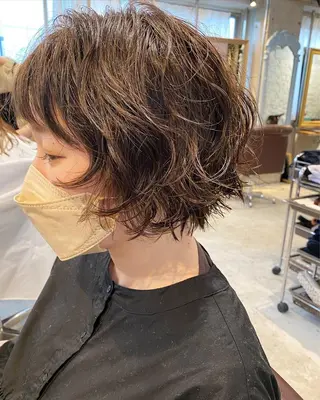 ショート パーマ 似合わせカラーパーマ 🌿kitin米川のヘアスタイル