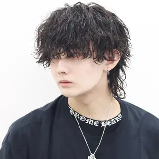 ミディアム カラー パーマ メンズ ハイトーン/メンズマ ッシュ/KYOHEIのヘアスタイル