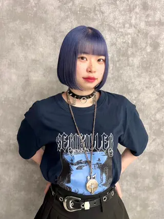 ショート カラー メンズ ☁️かずき☁️青.紫 推し活カラー💫のヘアスタイル