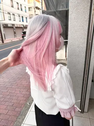 セミロング カラー ❄️💛エクステ ブリーチ❄️yukiのヘアスタイル