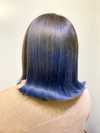 セミロング カラー ブリーチ毛対応酸性 ストレート🌈サキのヘアスタイル