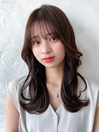 セミロング カラー 顔周り/くびれヘア 韓国ヘア💕風間るなのヘアスタイル