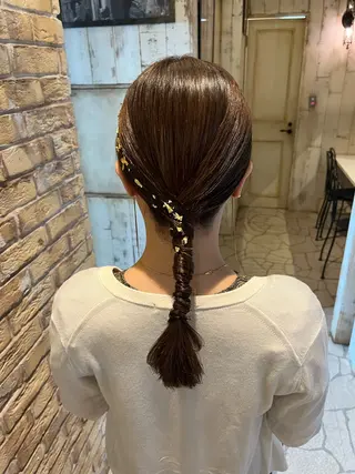セミロング ヘアアレンジ 似合わせスタイル 🌹mao🌹のヘアスタイル