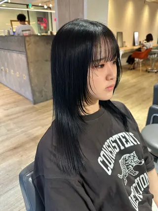ミディアム カラー 美髪・シールエクステ ホソタニリョウコのヘアスタイル