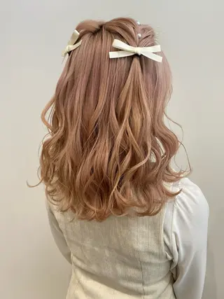 セミロング ヘアアレンジ 🎀透明感ナチュラル ガーリー🎀yuhiのヘアスタイル