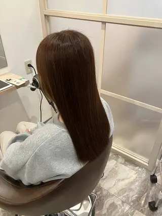セミロング カラー パーマ ブリーチ&ストレート 長谷川勇人のヘアスタイル
