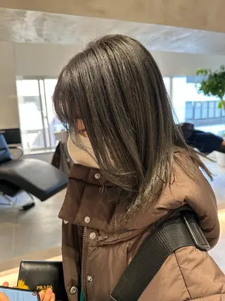 ミディアム カラー ヘアアレンジ オリーブ透明感カラー 表参道/MIKUのヘアスタイル