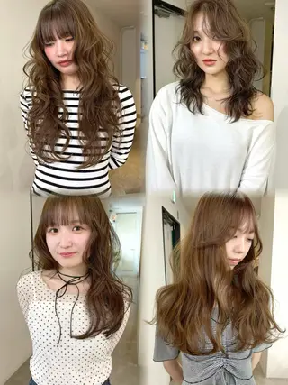ロング カラー mizuki/ピンク ベージュ.レイヤーのヘアスタイル