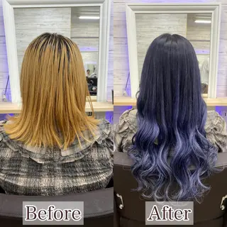 ミディアム カラー ヘアアレンジ アイブロウ LAVENDIA 初音のヘアスタイル
