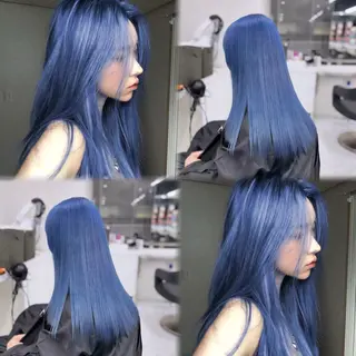 ロング カラー 🩵色落ち可愛い 寒色カラー🩵のヘアスタイル