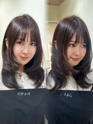 ミディアム hiyori🎀/艶 カラー/レイヤーのヘアスタイル