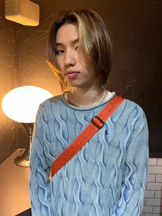 ミディアム カラー メンズ 退色まで透明感ある ダブルカラー/リクのヘアスタイル