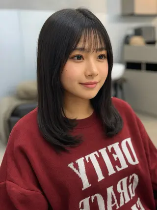 セミロング ✨レイヤーカット✨ 顔まわり✂️鎌倉楓麻のヘアスタイル