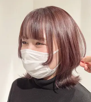 ミディアム カラー スキバサミを使わない カット🌼唯🌼のヘアスタイル