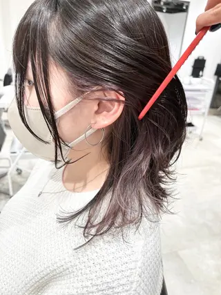 ミディアム カラー スキバサミを使わない カット🌼唯🌼のヘアスタイル