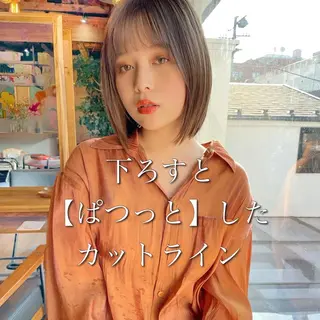 ミディアム カラー 結べるレイヤーボブ くびれLady表参道のヘアスタイル