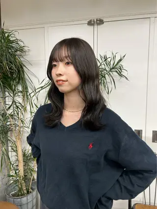 セミロング カラー maho/垢抜け カラーパーマメイクのヘアスタイル