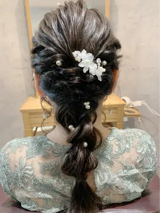 セミロング ヘアアレンジ エクステ KAZUMAのヘアスタイル