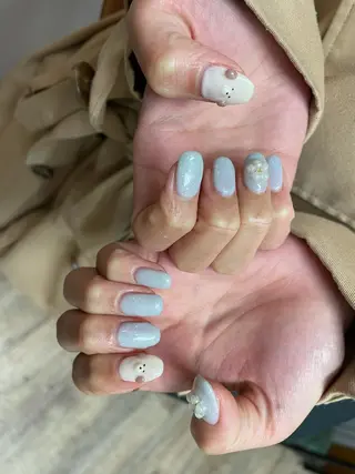 ネイル はばすみれ🎀ﾈｲﾙ 光ﾌｪｲｼｬﾙ ﾍｱのネイルデザイン