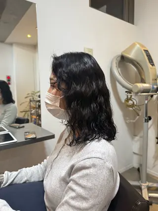 ミディアム 🌿朝5分でお洒落 パーマスタイル🌿のヘアスタイル