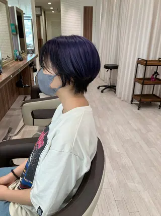 ショート カラー 雅/ダブルカラー/ 白髪ぼかしハイライトのヘアスタイル