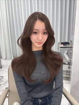 ロング のり🐼顔まわり/ 韓国/レイヤーカットのヘアスタイル