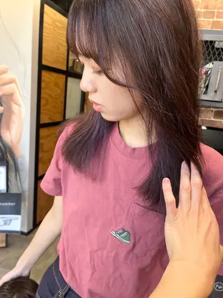 ロング カラー パーマ ヘアアレンジ メンズ キッズ 久木原 ゆりのヘアスタイル